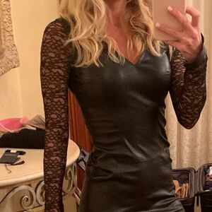 Black Leather Dress by APHERO Made in France